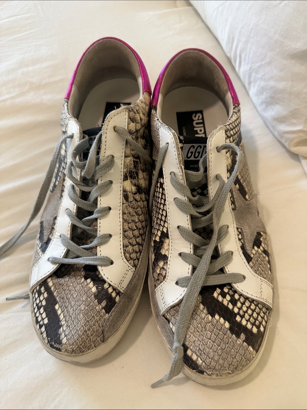 Pink metallic golden goose sneakers and snakeskin